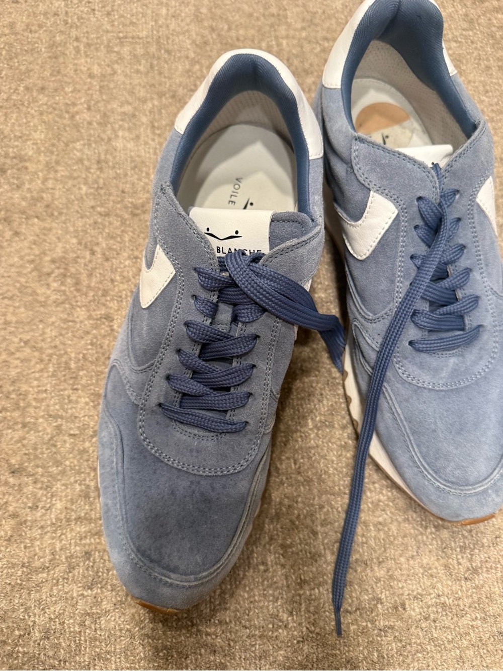 Voile Blanche Men’s Powder Blue Suede Lace-Up Sneakers with White Accent